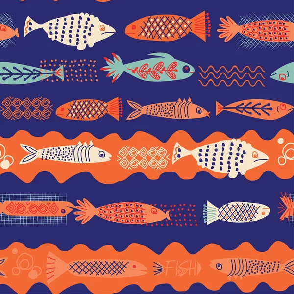 Modèle Poisson Design Décoratif Sans Couture Série Décoration Maison Cuisine — Image vectorielle