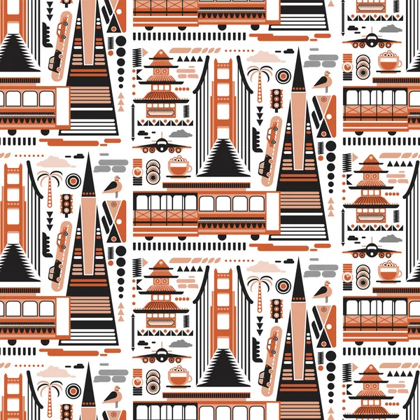 San Francisco Padrão Design Sem Costura Decoração Têxtil Série Papel —  Vetores de Stock