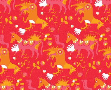 İskandinav atları düz renk tasarım çizimi