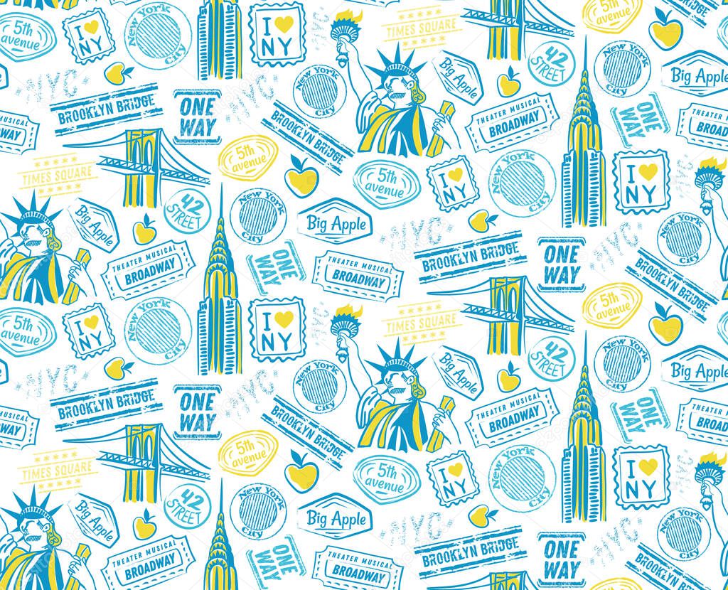 New York pattern seamless design illustration. Fabric and wallpaper series.