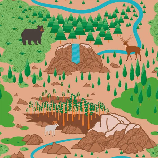Parc National Yosemite Motif Sans Couture — Image vectorielle