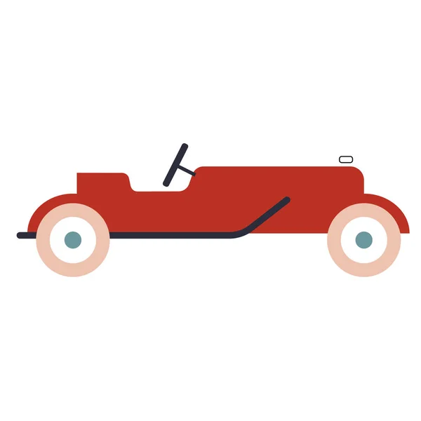 Old Red Car Flat Illustration Kids Transport Decoration Series — Stock Vector
