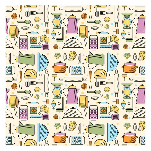 Thuis Keuken Naadloos Geometrisch Patroon Keuken Huis Decoratie Serie — Stockvector