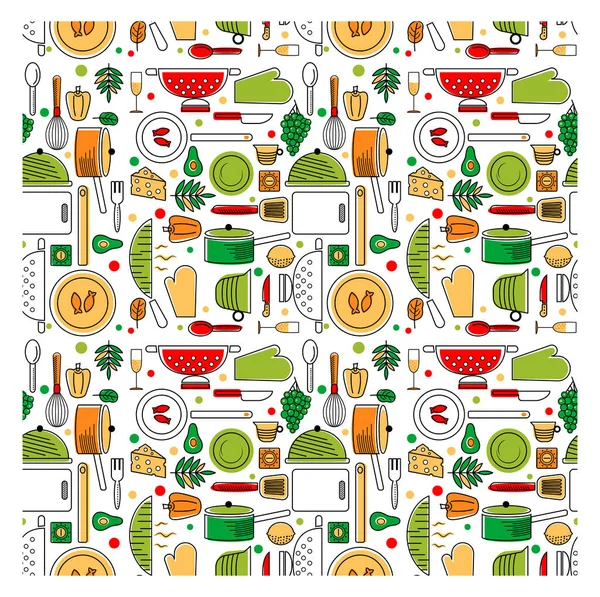 Nahtloses Geometrisches Muster Der Küche Serie Für Küche Und Wohnkultur — Stockvektor
