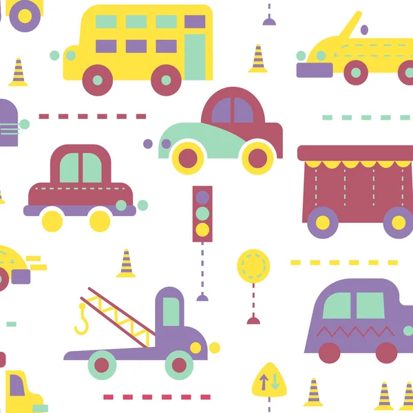 子供のための都市交通シームレスパターン キッズデコレーションホームシリーズ — ストックベクタ
