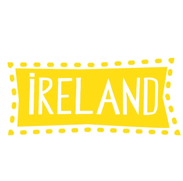 Ierland Label Witte Achtergrond — Stockvector