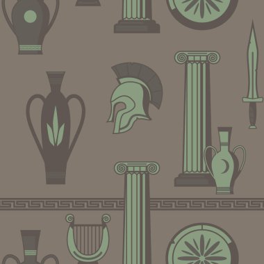 Antik Yunan desenli düz renksiz tasarım çizimi