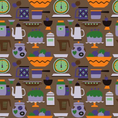 Mutfak desenleri kusursuz tasarım. Ev ve yaşam için yüzey desenleri dizisi.