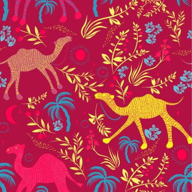 Deve desenli düz renk düz tasarım çizimi