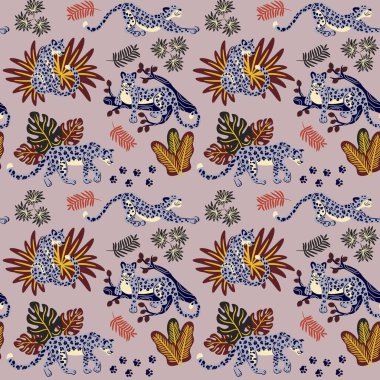 Leopar desenli düz renksiz tasarım çizimi