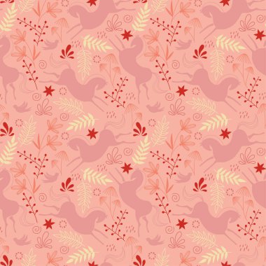 Atlar desenli İskandinav tarzı kusursuz tasarım çizimi