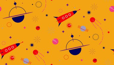 Uzay desensiz tasarım. Dekorasyon tekstil ve kağıt serisi