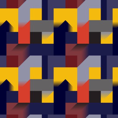 Geometrik şekilleri ve gölgeleri olan soyut dikdörtgen biçimsiz desen