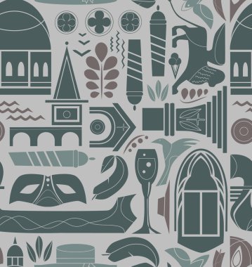 Venedik desenli kusursuz tasarım. Dekorasyon tekstil ve kağıt serisi