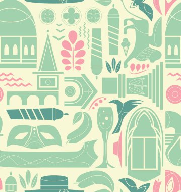 Venedik desenli kusursuz tasarım. Dekorasyon tekstil ve kağıt serisi