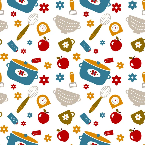 Küche Nahtlose Muster Dekoratives Design Serie Für Küche Und Wohnkultur — Stockvektor