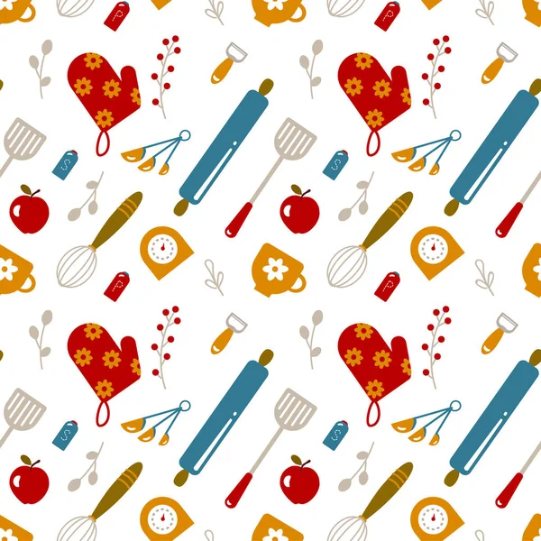 Küche Nahtlose Muster Dekoratives Design Serie Für Küche Und Wohnkultur — Stockvektor