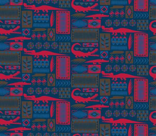 Afričtí Krokodýlí Vzor Bezproblémové Design Ilustrace Série Tkanin Tapet — Stockový vektor