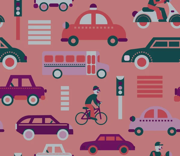 City Traffic Pattern Seamless Design Illustration Fabric Wallpaper Series — Stock Vector