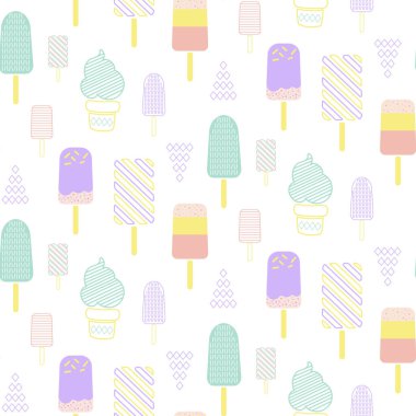Dondurma kusursuz dekoratif desen tasarımı. Dekoratif kumaş ve paket serisi.
