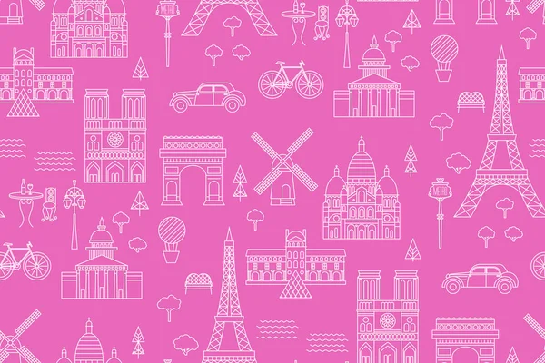 Modèle Paris Design Géométrique Sans Couture Voyage Série Décoration Touristique — Image vectorielle