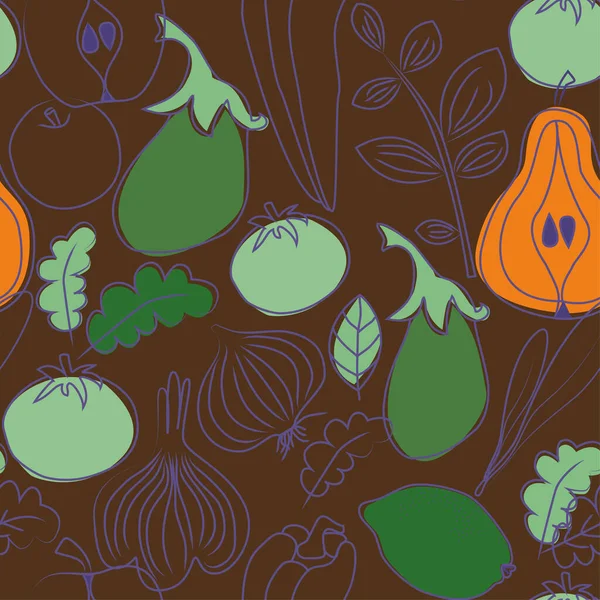 Patrón Alimentos Sin Costura Diseño Dibujado Mano Serie Cocina Decoración — Archivo Imágenes Vectoriales