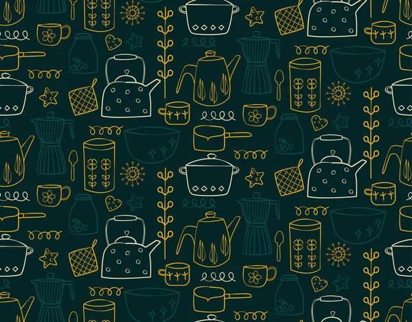 Keuken Patroon Platte Illustratie Keuken Huis Decoratie Serie — Stockvector