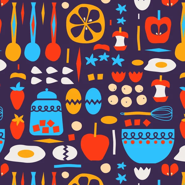 Cuisine Design Décoratif Motif Sans Couture Décoration Maison Tissu Série — Image vectorielle