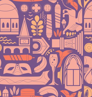 Venedik desenli kusursuz tasarım. Dekorasyon tekstil ve kağıt serisi