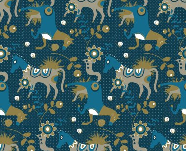 İskandinav atları düz renk tasarım çizimi