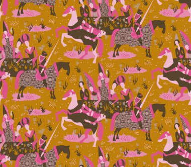 Ortaçağ şövalyelerinin kusursuz tasarım örnekleri. Kumaş ve duvar kağıdı serisi.