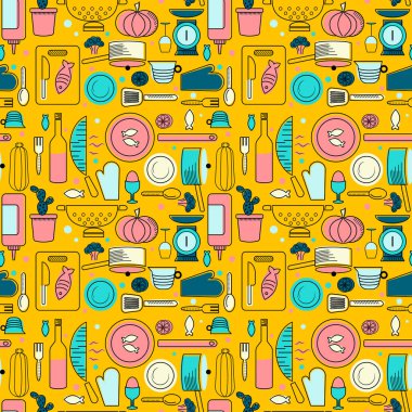 Ev mutfağı kusursuz geometrik desen. Mutfak ve ev dekorasyonu serisi.