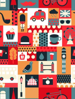 Londra desensiz geometrik tasarım. Seyahat turizm dekorasyon serisi.