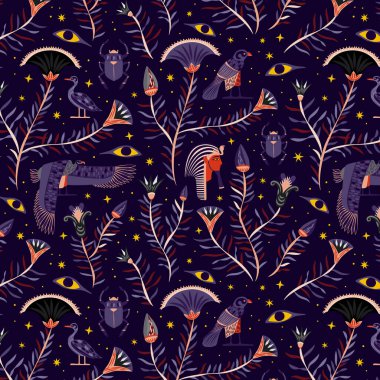 Mısır desenli kusursuz tasarım. Dekorasyon tekstil ve kağıt serisi