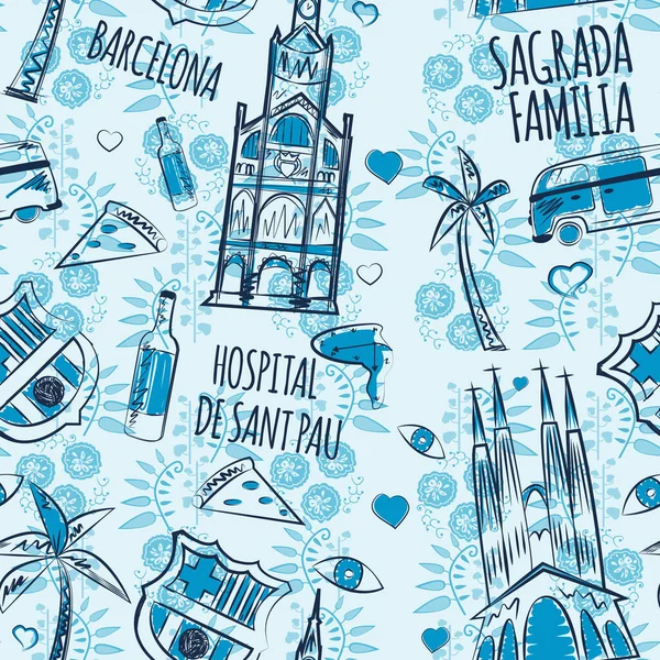 Motif Barcelona Design Sans Couture Décoration Textile Papier Série — Image vectorielle