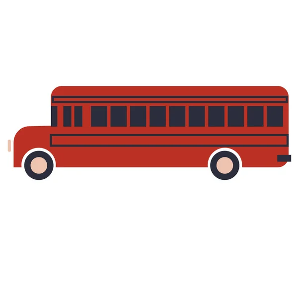 Röd Skolbuss Platt Illustration Barn Transport Dekoration Serie — Stock vektor