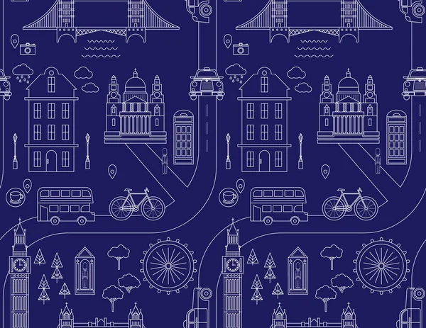 Лондонський Візерунок Безшовного Геометричного Дизайну Серія Туристичних Єктів — стоковий вектор