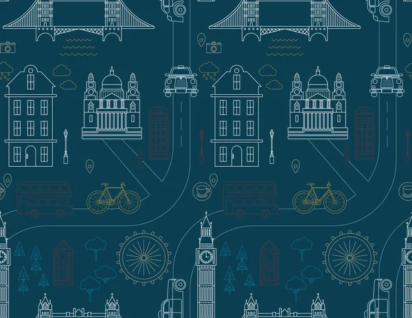 Patrón Londres Diseño Geométrico Sin Costuras Turismo Viajes Decoración Serie — Archivo Imágenes Vectoriales