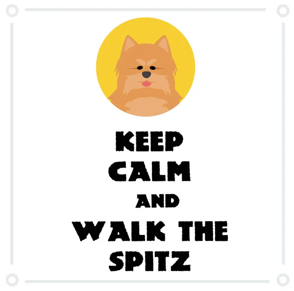 Keep Calm Walk Spitz Illusztráció Fehér Háttér — Stock Vector