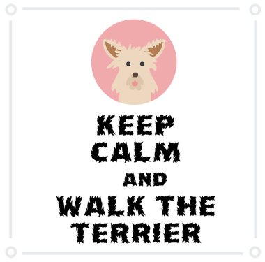 Sakin ol ve beyaz arkaplanda resmetmek için teriyer üzerinde yürü.