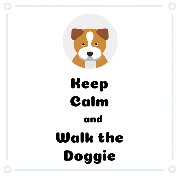 Håll Lugn Och Med Hunden Illustration Vit Bakgrund — Stock vektor