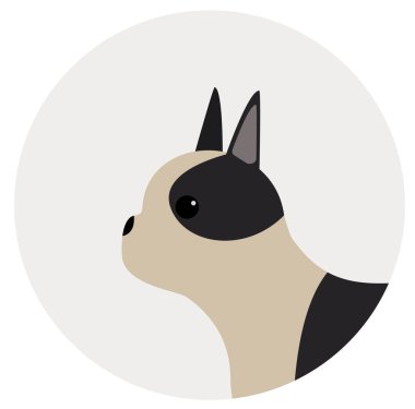 Boston Terrier çizimi daire şeklinde