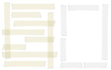 Beyaz ve yeşil yapışkan, yapışkan, maskeleme, koli bandı, beyaz arka plan üzerinde metin için adet kağıt şeritler