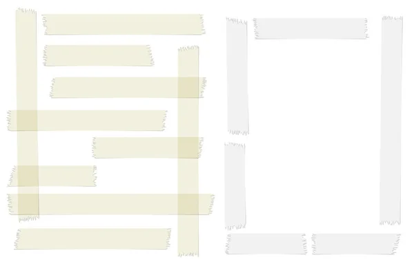 흰색과 녹색 접착제, 스티커, 테이프 덕트, 마스킹, 종이 흰색 배경에 텍스트 조각 제거 — 스톡 벡터