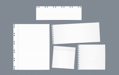 Çizgili Not defter kağıt şeritler için metin kare kahverengi zemin üzerine yapışkan bant ile sıkışmış. Vektör çizim.