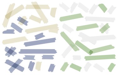 Renkli ve beyaz yapışkan, yapışkan, maskeleme, koli bandı şeritler beyaz arka plan üzerinde metin için. Vektör çizim.