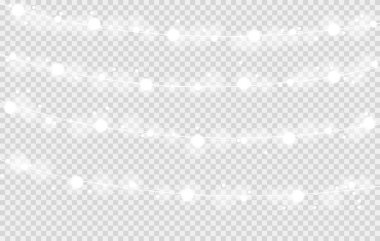 Kare içinde arka plan üzerinde beyaz Noel ışıkları bokeh ile parlayan vektör