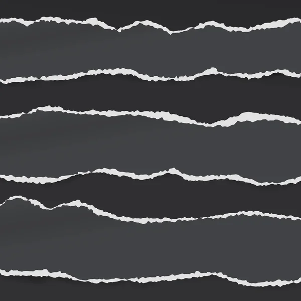 黑色撕开空白水平便笺纸条, 用于在深色背景下粘贴的文本或邮件 — 图库矢量图片