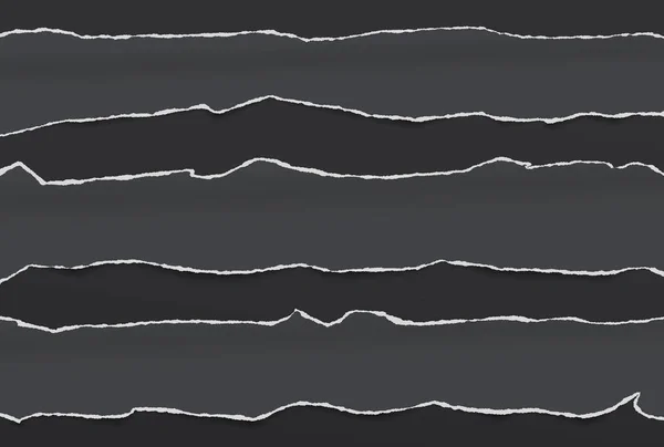 Schwarzer, gerissener, horizontaler Notizpapierstreifen für Text oder Nachricht auf dunklem Hintergrund — Stockvektor