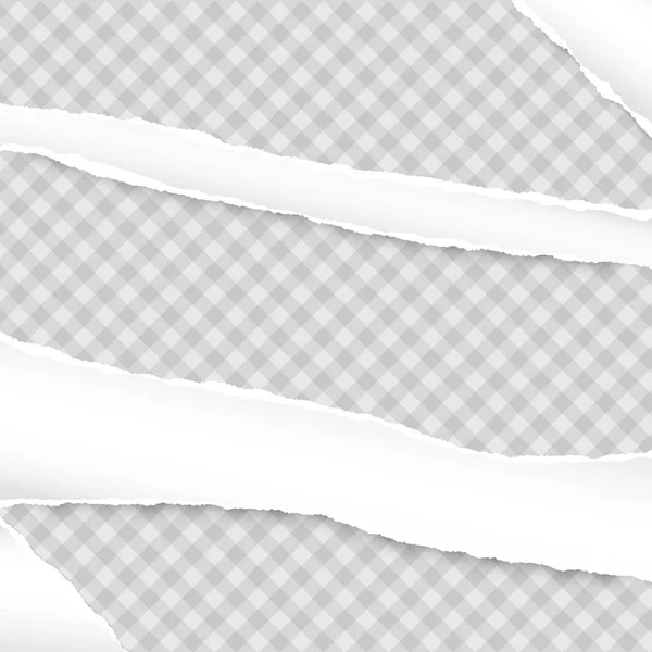Bandes déchiquetées horizontales blanches, papier à lettres pour texte ou message sur fond gris carré — Image vectorielle